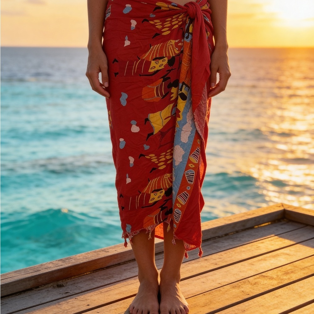 Tropical Red Sarong Wrap